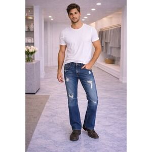 LEVIS 507 Jeans Slim Boot 31X30 Distressed Original Blue Jeans Mid Rise Men's